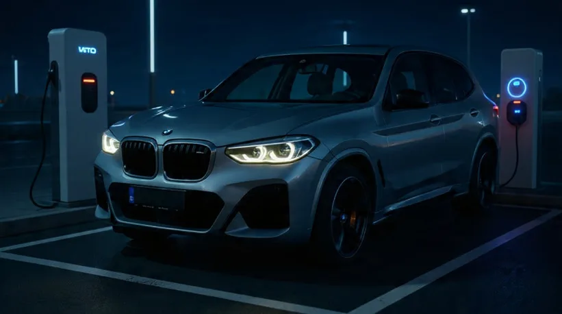 BMW iX3 50 charging at a fast charger